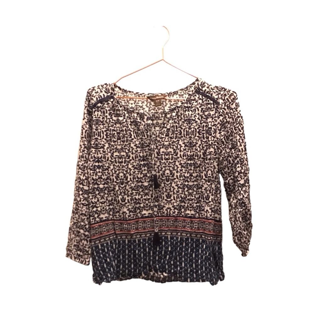 Tommy Bahama Boho Tassel Semi Sheer Blouse - Size M